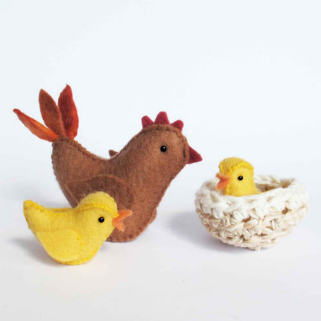 felt chick family easter craft kit and pattern for kids easter gift