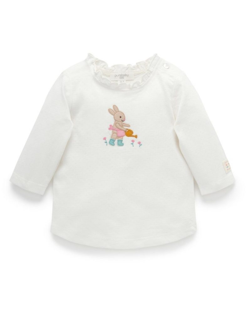 organic purebaby easter bunny long sleeve top for kids