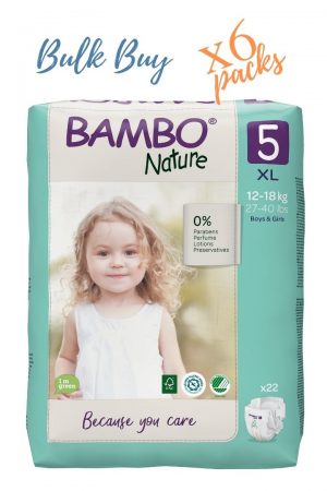 Bambo Nature Eco Nappies 12-18kgs- Size 5- Bulk