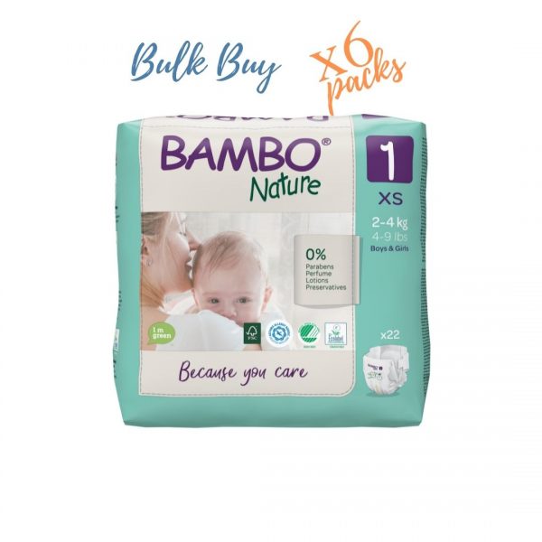 Bambo Nature Eco Nappies Newborn 2-4kgs- Size 1- Bulk
