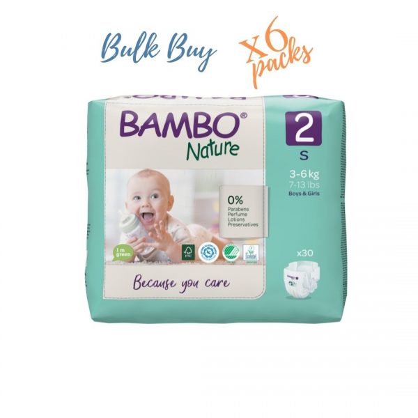 Bambo Nature Eco Nappies 3-6kgs- Size 2- Bulk