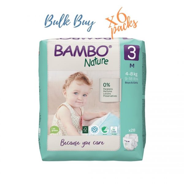 Bambo Nature Eco Nappies 4-8kgs- Size 3- Bulk