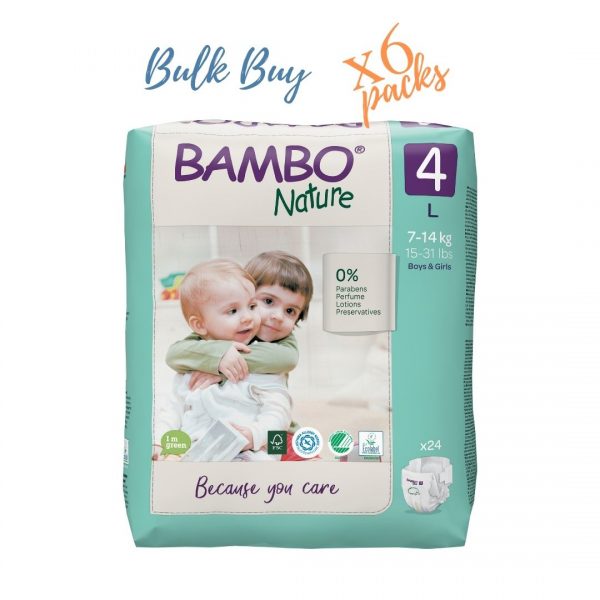 Bambo Nature Eco Nappies 7-14kgs- Size 4- Bulk