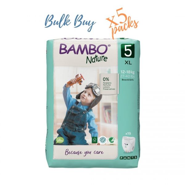 Bambo Nature Eco Nappy Pants 12-18kgs- Size 5- Bulk