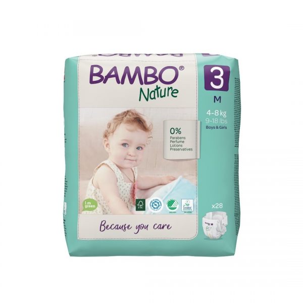 Bambo Nature Eco Nappies 4-8kgs- Size 3- Pack