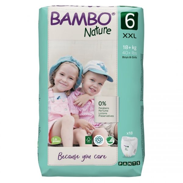 Bambo Nature Eco Nappy Pants 18kgs+ Size 6- Pack
